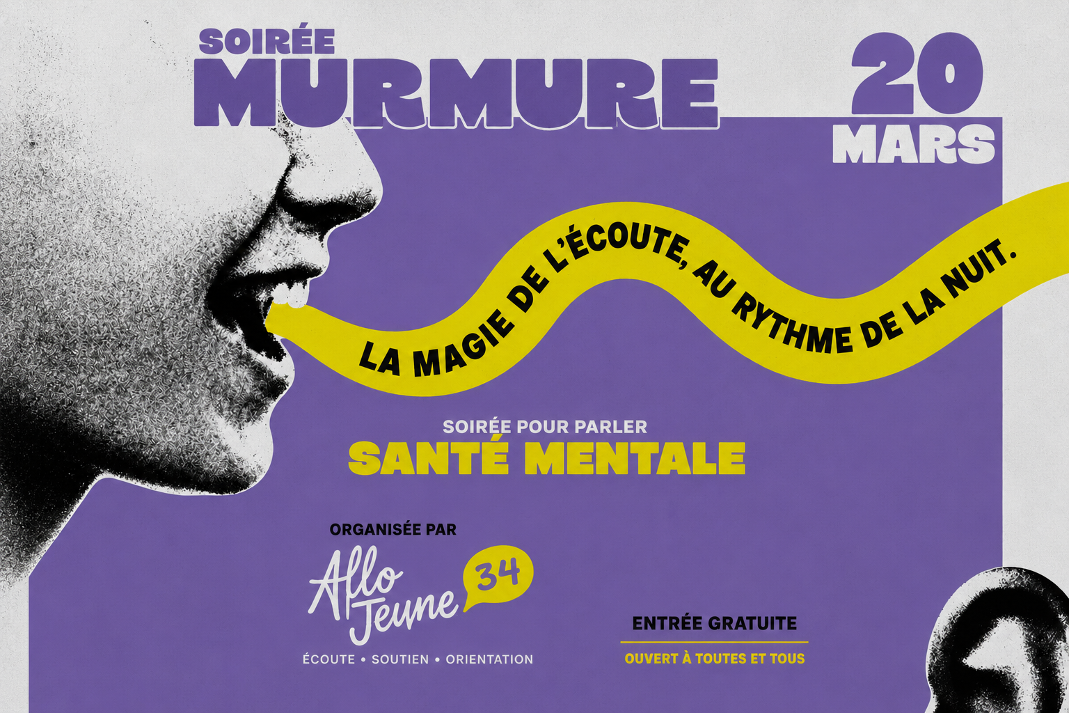 Affiche du projet étudiant Murmure consacré à la santé mentale des jeunes et organisé par les étudiantes de l'EFCDE